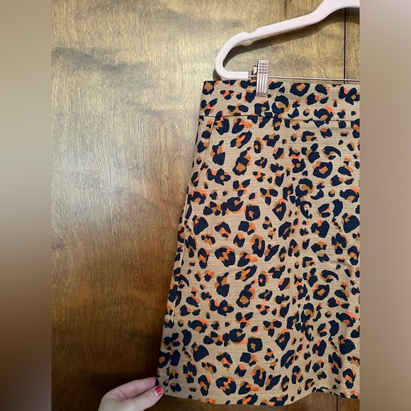 Loft Outlet Womens 14 Brown & Black Cheetah Print Fall Mini Shift Skirt Cotton - Picture 4 of 16